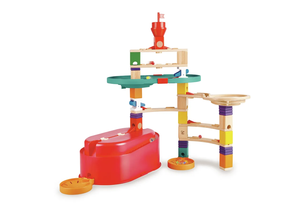 Hape Quadrilla pista per biglie con contenitore