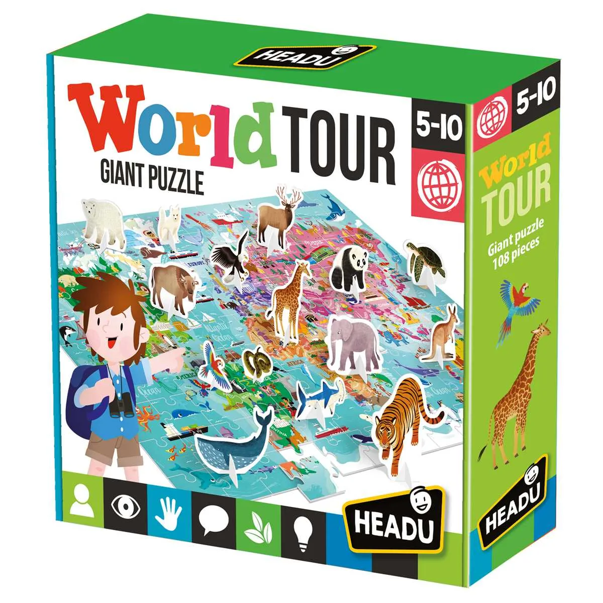 Headu World Tour puzzle gigante con animali 3D